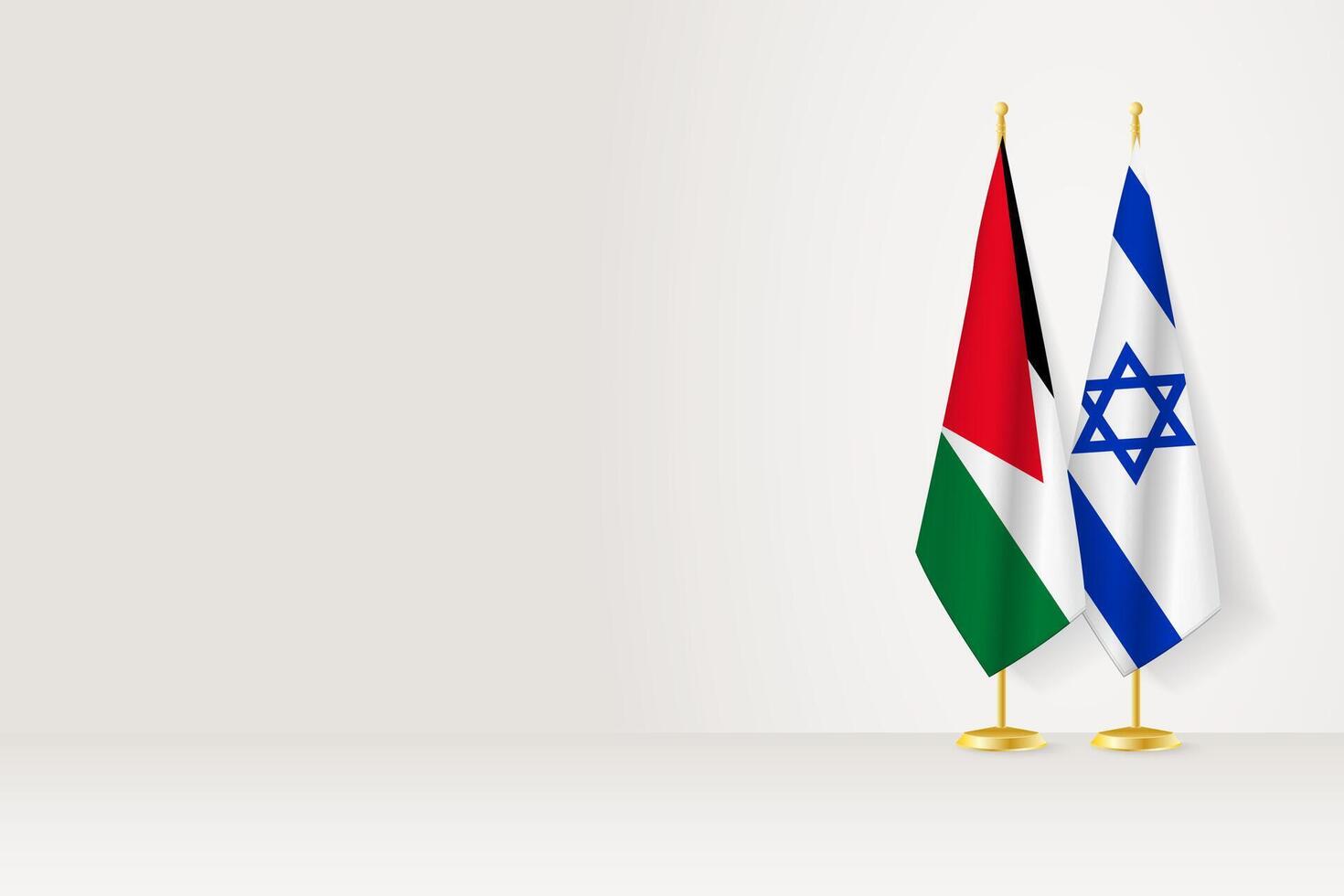 Flags of Jordan and Israel on flag stand, meeting between two countries. vector