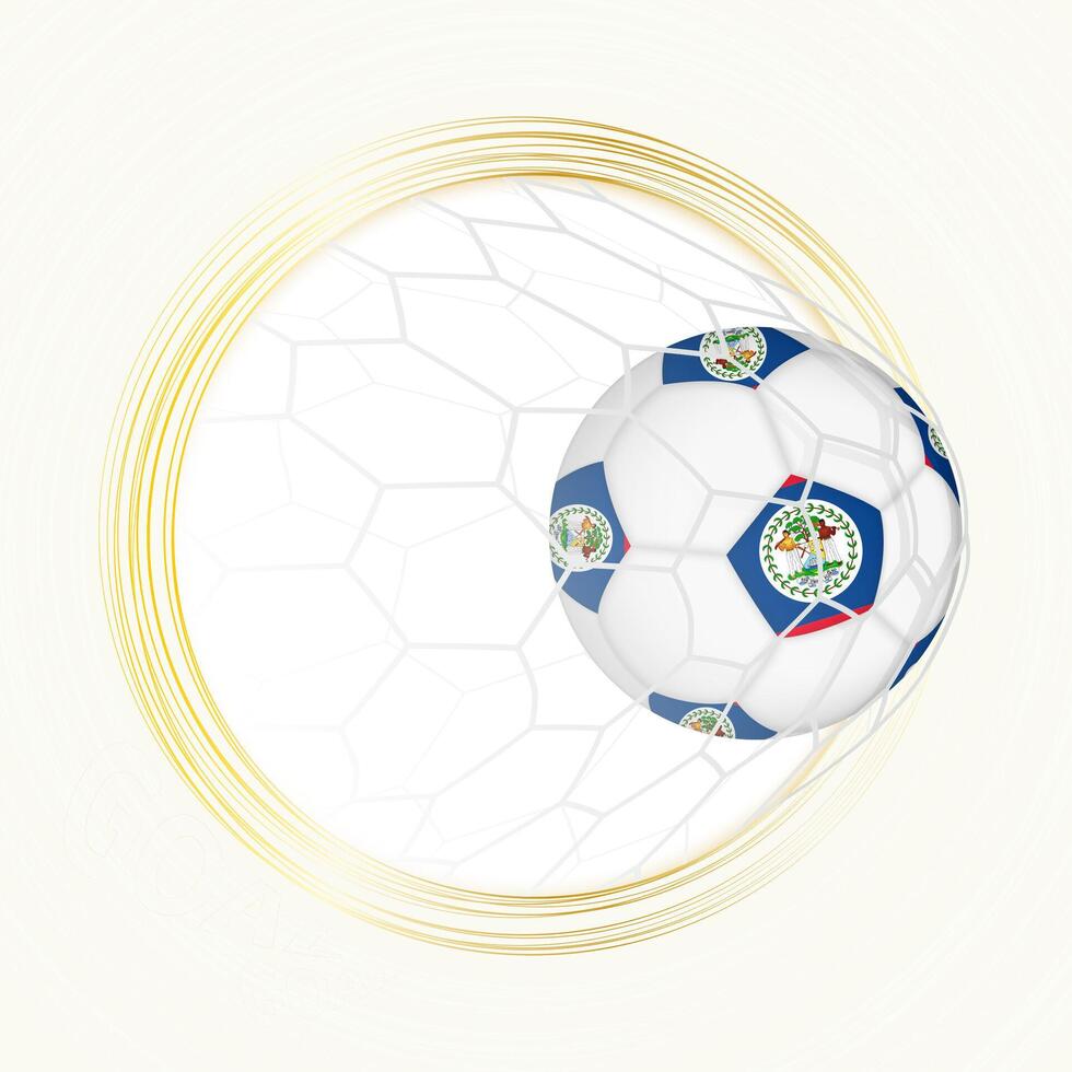 Football emblem with football ball with flag of Belize in net, scoring goal for Belize. vector
