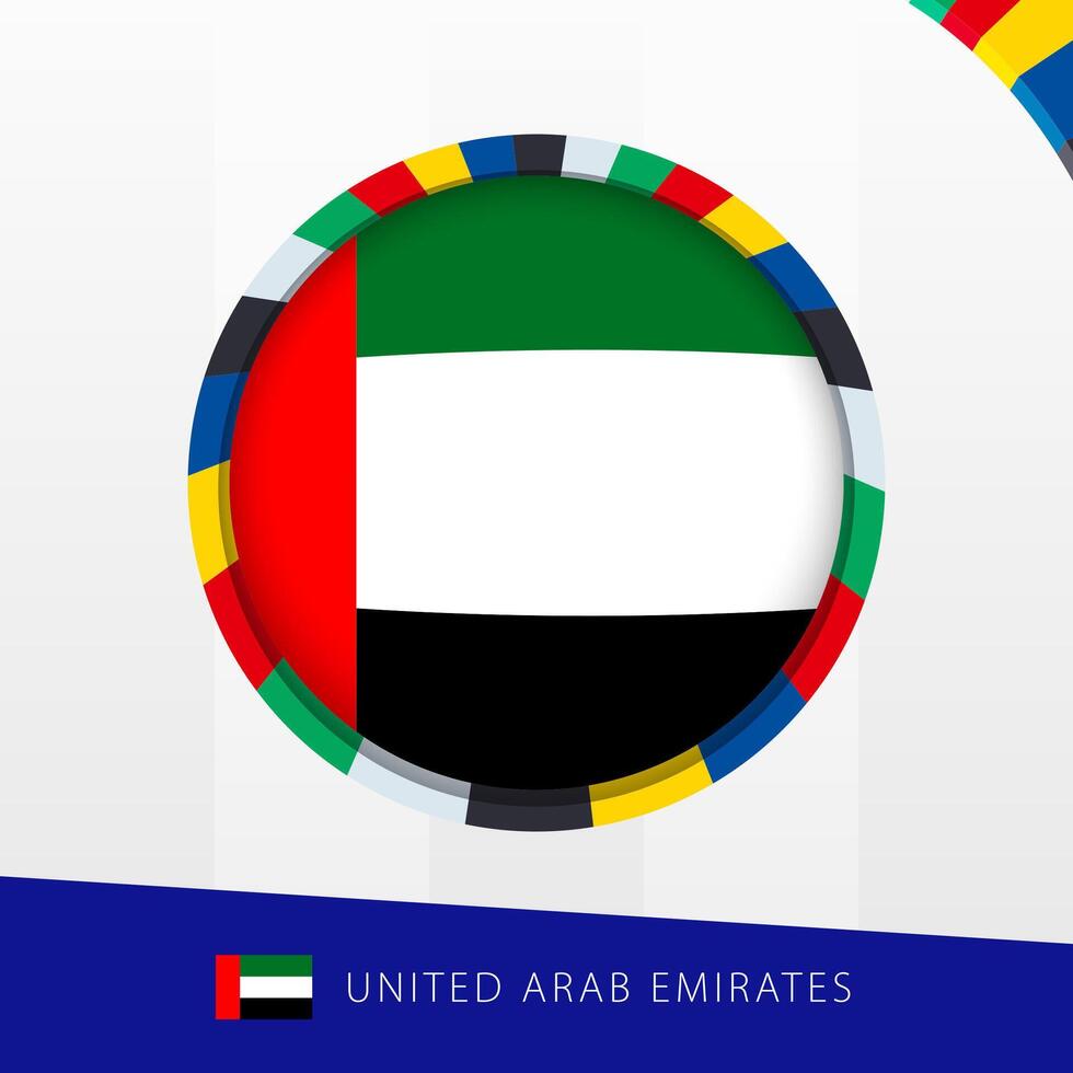 United Arab Emirates Flag with Colorful Circle Border. vector