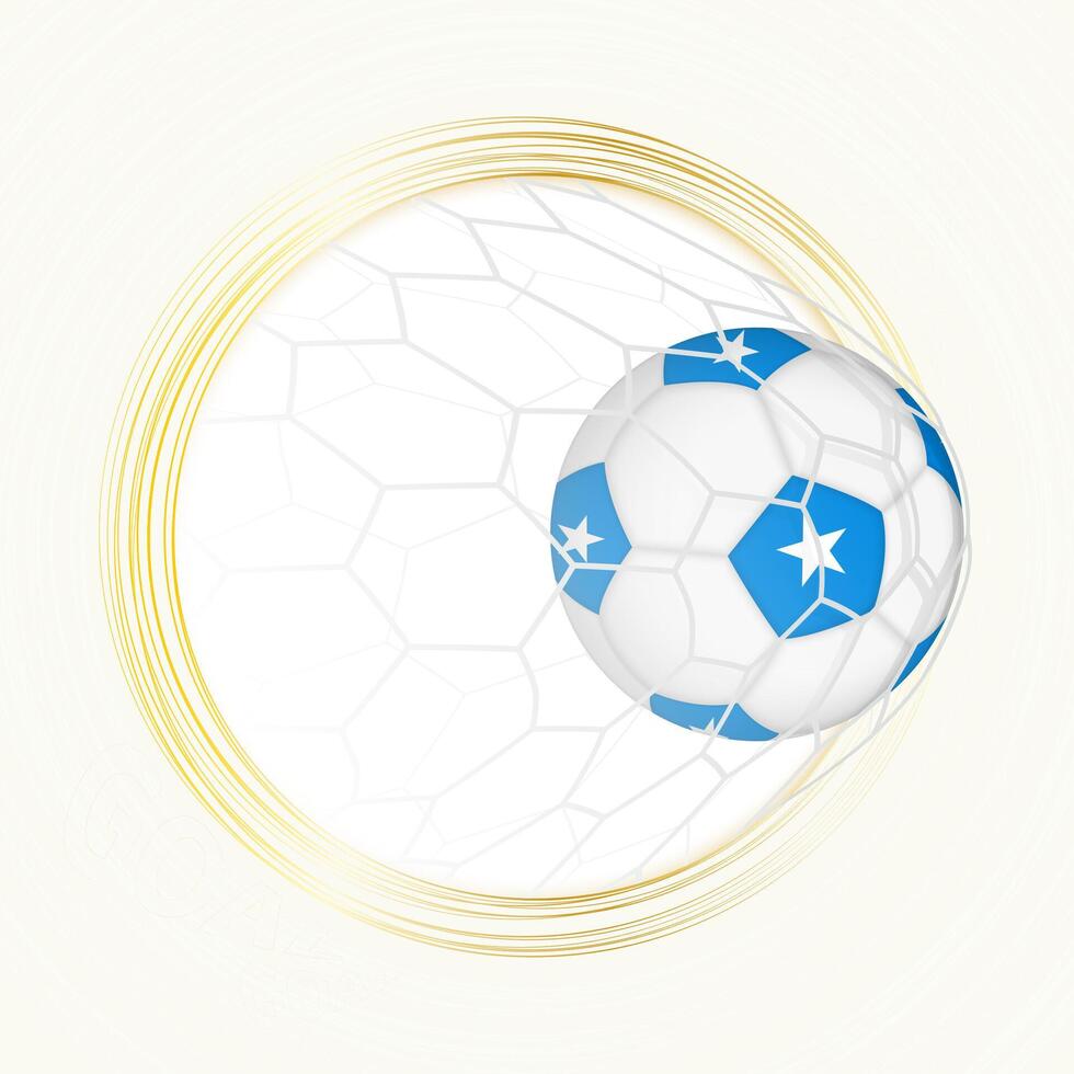 Football emblem with football ball with flag of Somalia in net, scoring goal for Somalia. vector