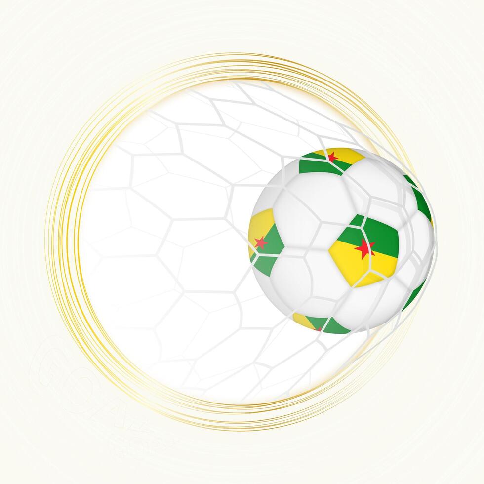 Football emblem with football ball with flag of French Guiana in net, scoring goal for French Guiana. vector