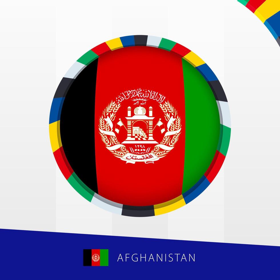 Afghanistan Flag with Colorful Circle Border. vector