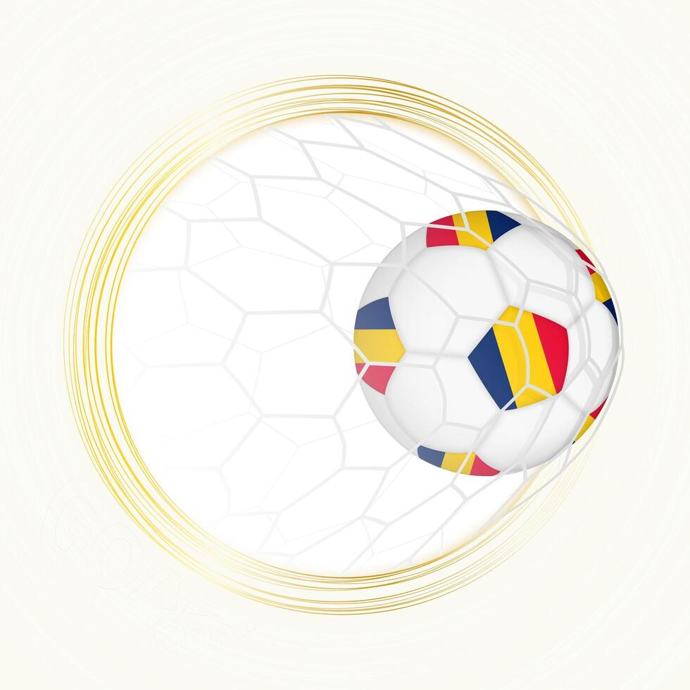 Football emblem with football ball with flag of Chad in net, scoring goal for Chad. vector