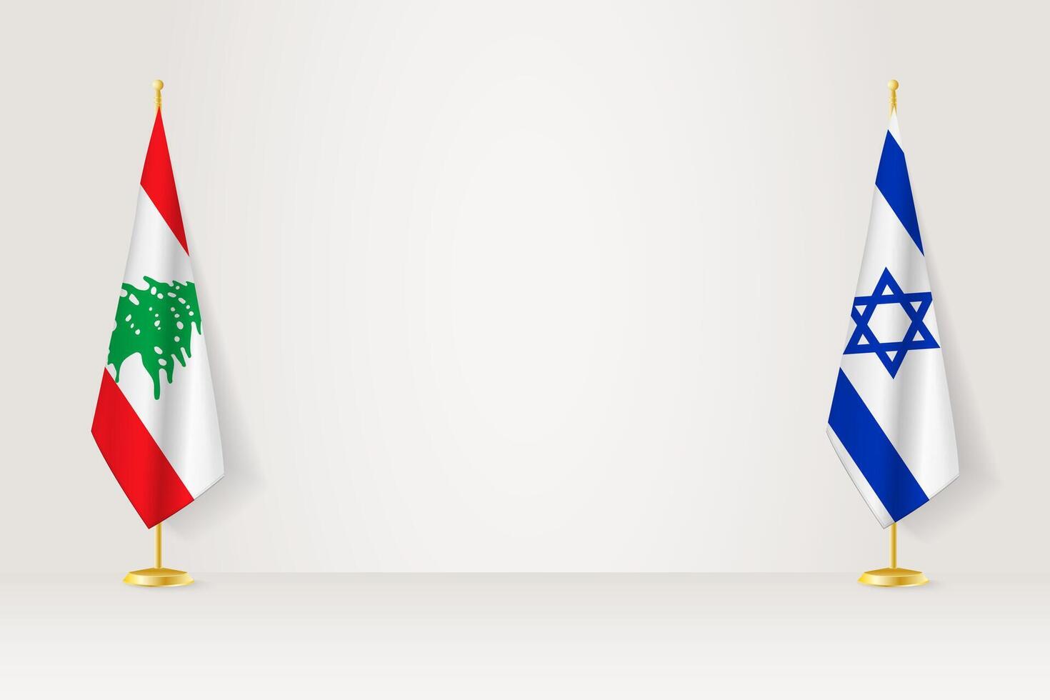 Lebanon and Israel flag on indoor flagpole, meeting concept between Israel and Lebanon. vector