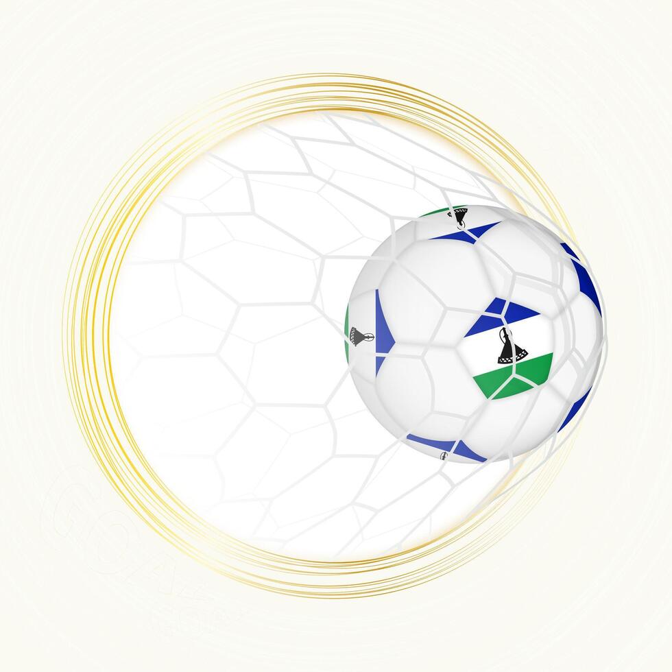 Football emblem with football ball with flag of Lesotho in net, scoring goal for Lesotho. vector