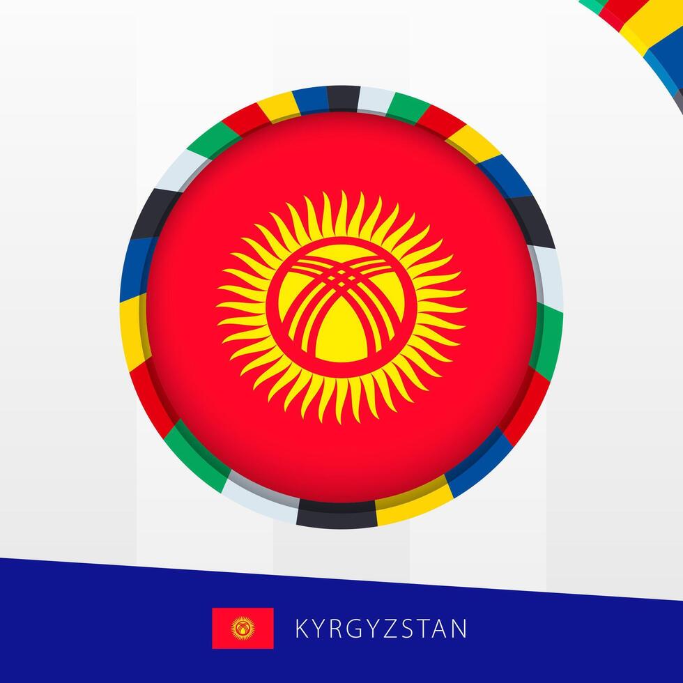 Kyrgyzstan Flag with Colorful Circle Border. vector