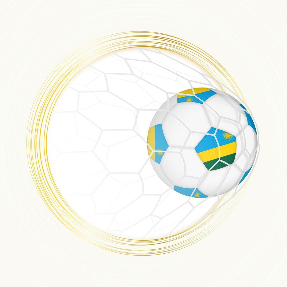 Football emblem with football ball with flag of Rwanda in net, scoring goal for Rwanda. vector