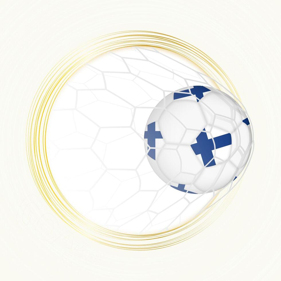 Football emblem with football ball with flag of Finland in net, scoring goal for Finland. vector