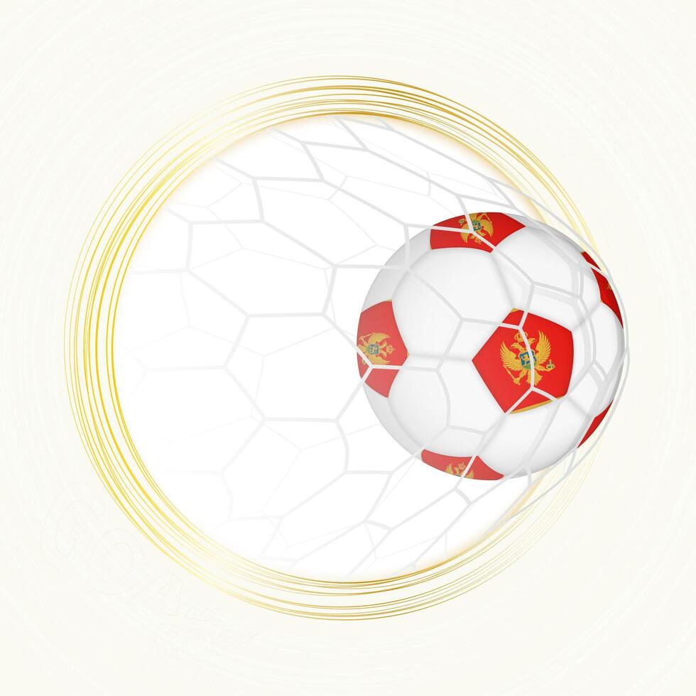 Football emblem with football ball with flag of Montenegro in net, scoring goal for Montenegro. vector