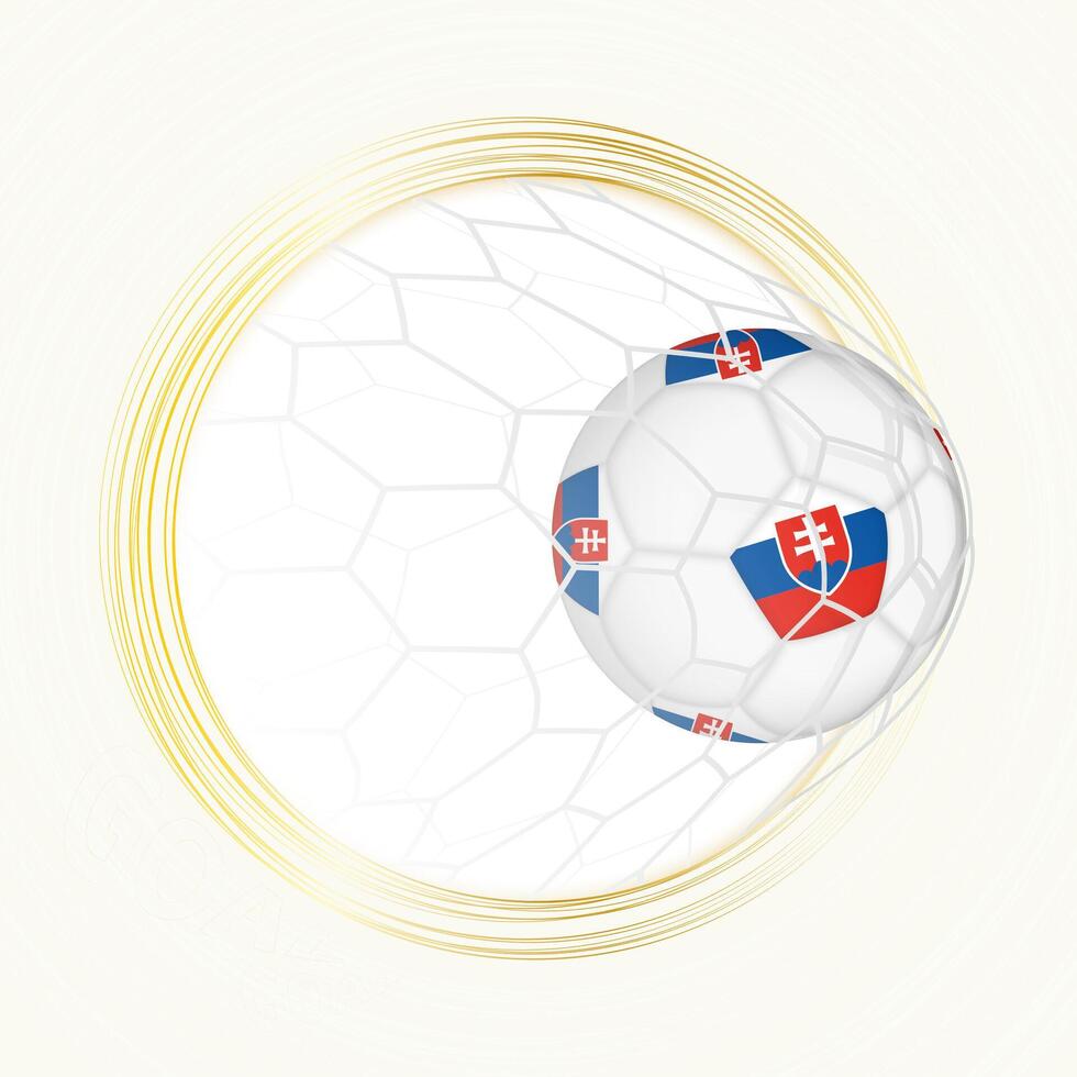 Football emblem with football ball with flag of Slovakia in net, scoring goal for Slovakia. vector