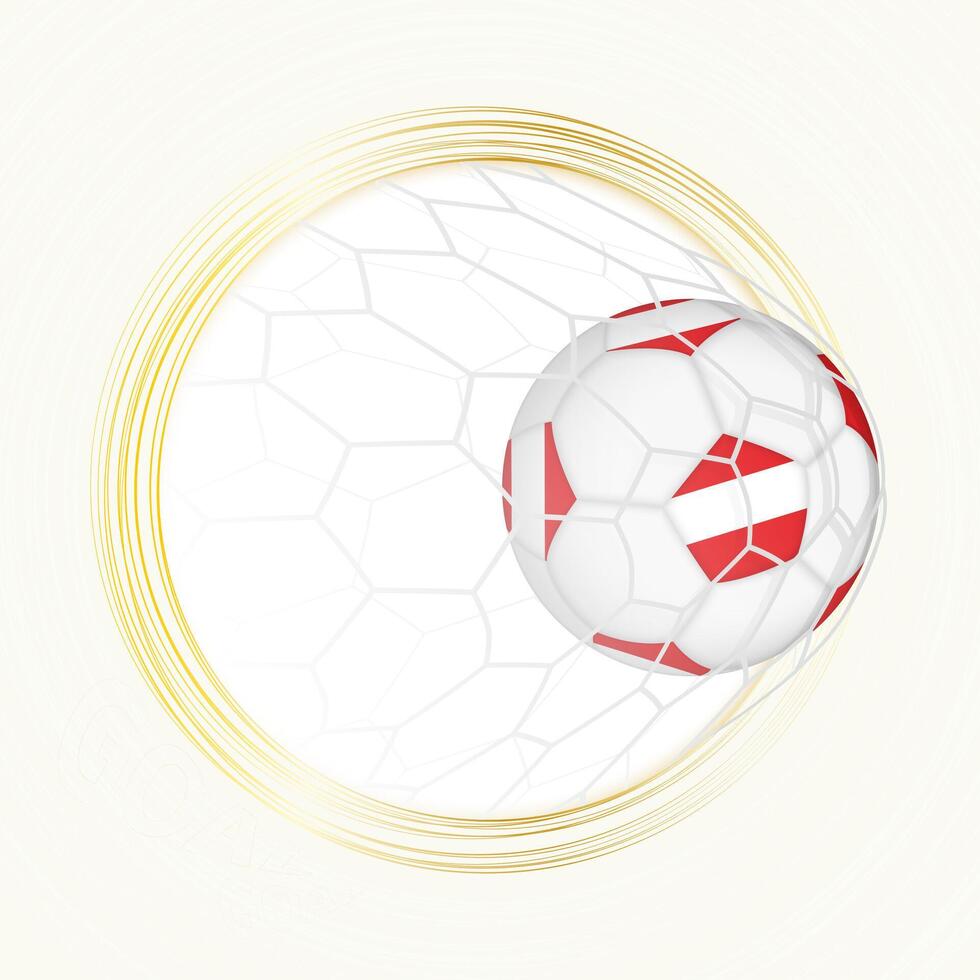 Football emblem with football ball with flag of Austria in net, scoring goal for Austria. vector