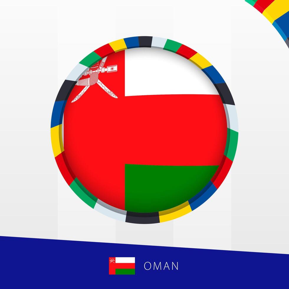 Oman Flag with Colorful Circle Border. vector