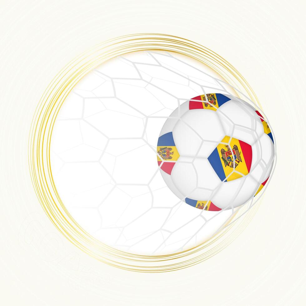 Football emblem with football ball with flag of Moldova in net, scoring goal for Moldova. vector