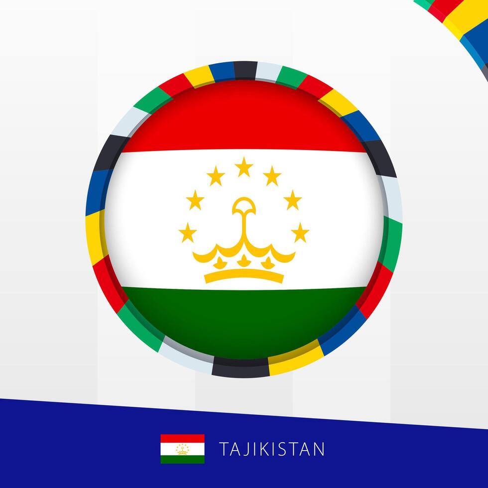 Tajikistan Flag with Colorful Circle Border. vector