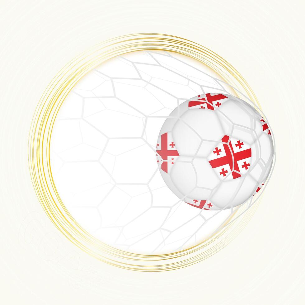 Football emblem with football ball with flag of Georgia in net, scoring goal for Georgia. vector