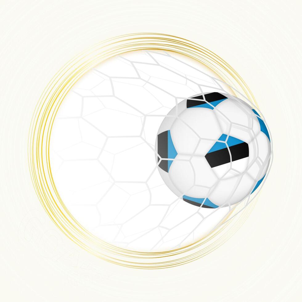 Football emblem with football ball with flag of Estonia in net, scoring goal for Estonia. vector