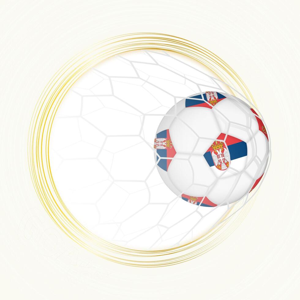 Football emblem with football ball with flag of Serbia in net, scoring goal for Serbia. vector