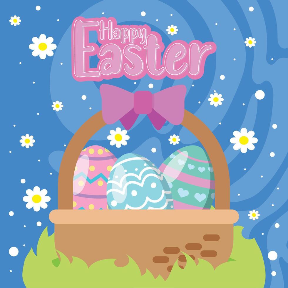 Happy easter car Bunny and easter eggs vector