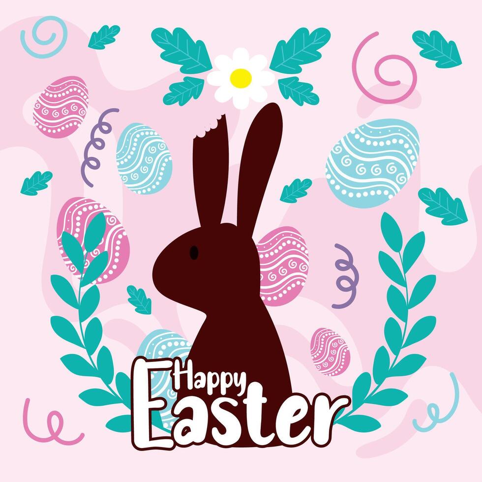Happy easter car Bunny and easter eggs vector