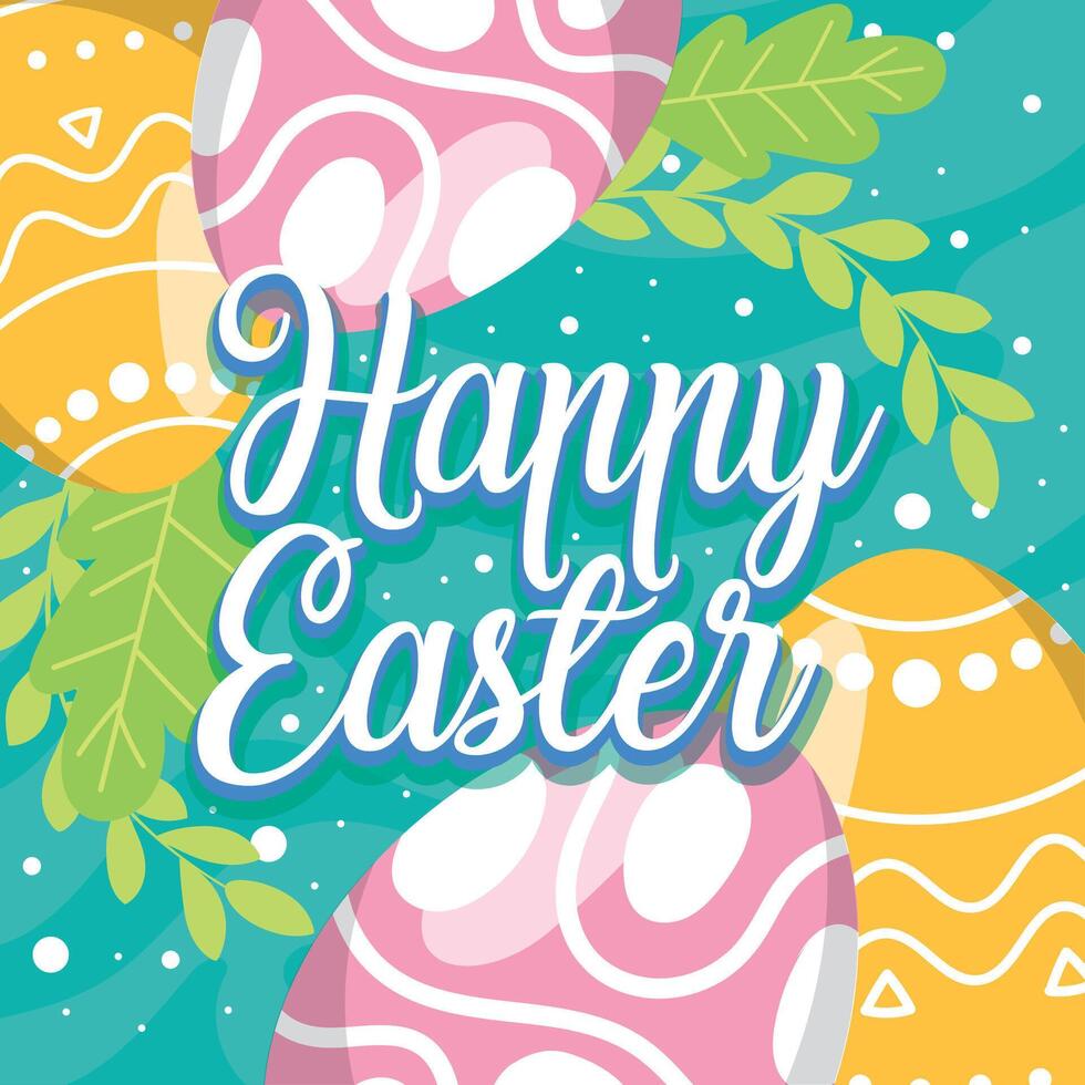 Happy easter car Bunny and easter eggs vector