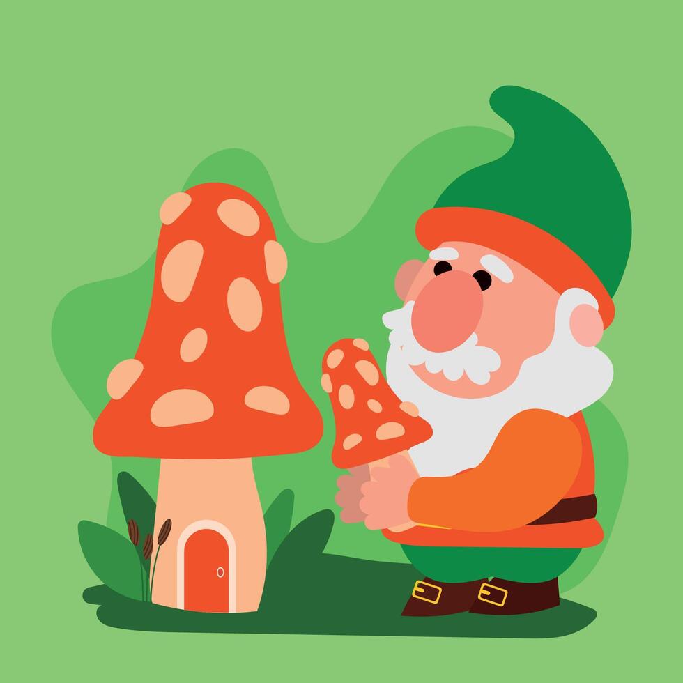 Garden gnome cartoon character vector