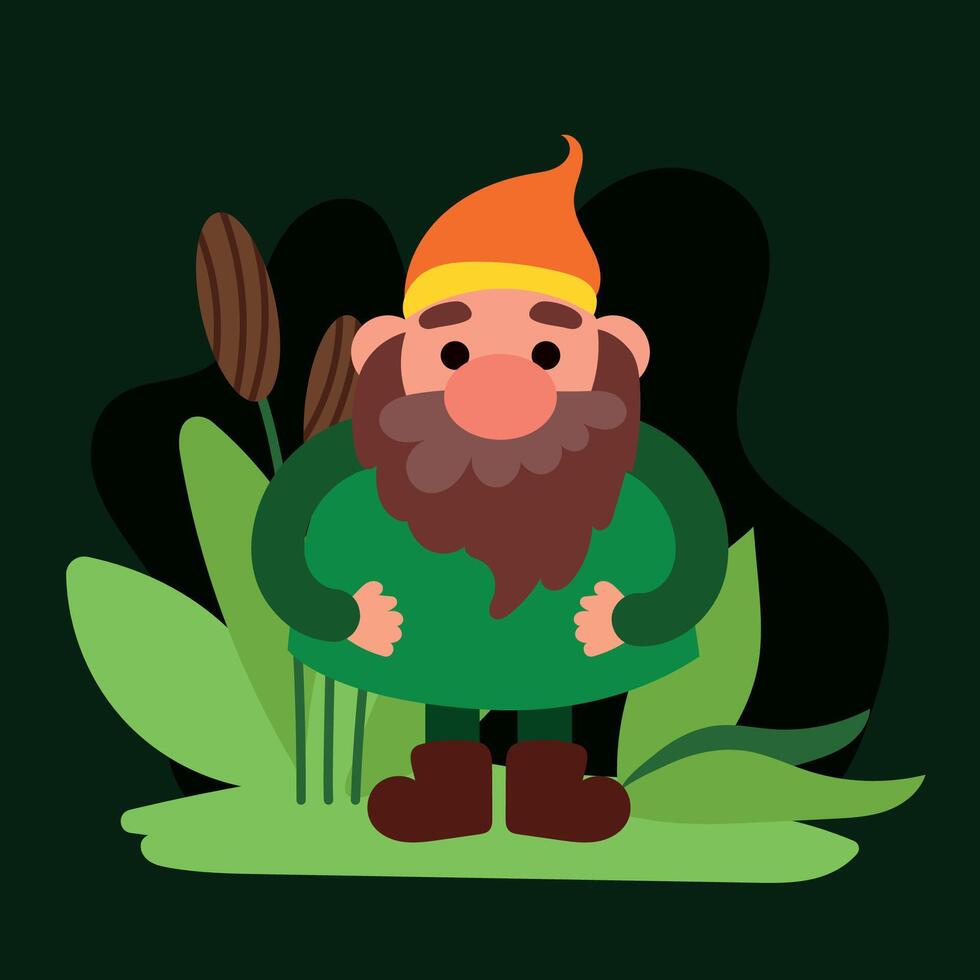 Garden gnome cartoon character vector