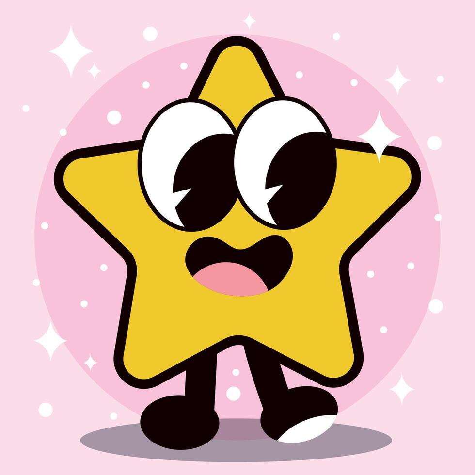 Star groovy cartoon character vector