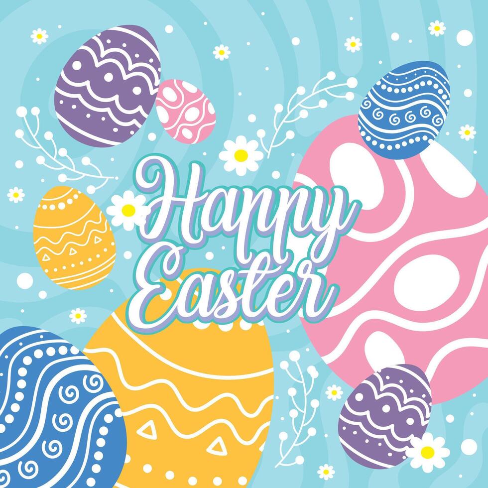 Happy easter car Bunny and easter eggs vector