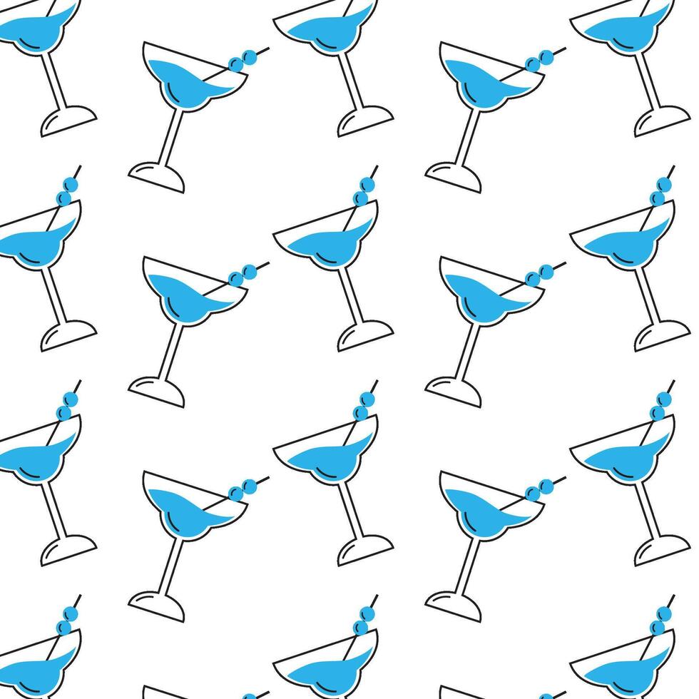 Cocktail icons colored sketch pattern background vector