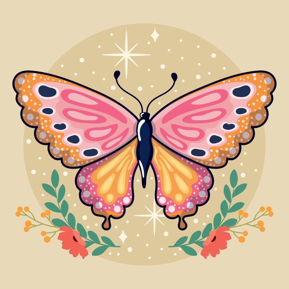 Colored beauty butterfly Cute insect vector