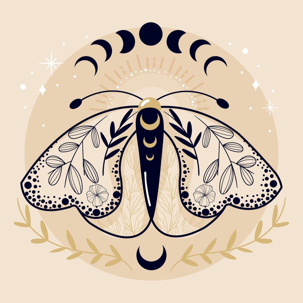 Esoteric butterfly Mystic tattoo vector