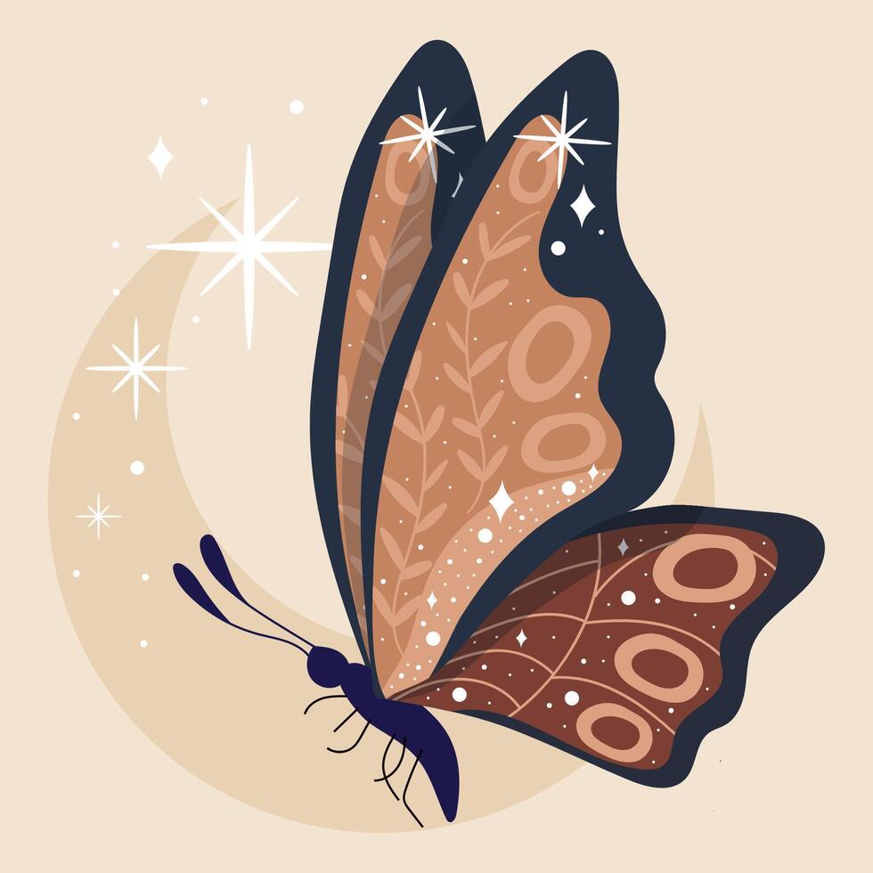 Esoteric butterfly Mystic tattoo vector