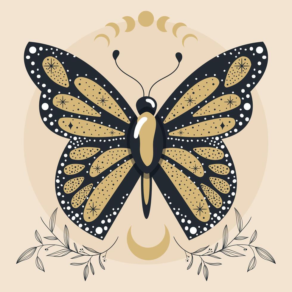 Esoteric butterfly Mystic tattoo vector