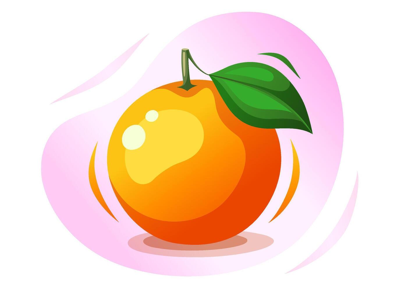 Fresh whole orange for stickers, banners, package of juice, fruit puree, smoothie. Hand drawn fruit 3D icon. Food illustration. vector