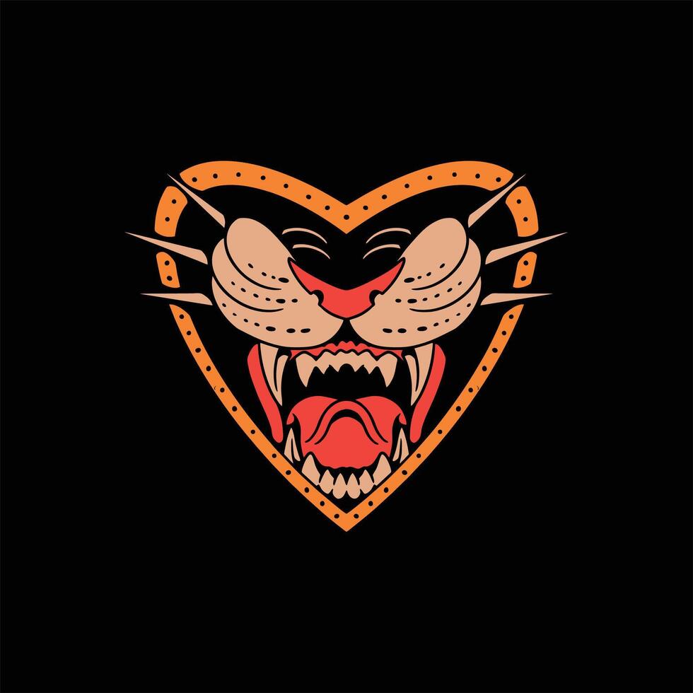 panther tattoo illustration design vector