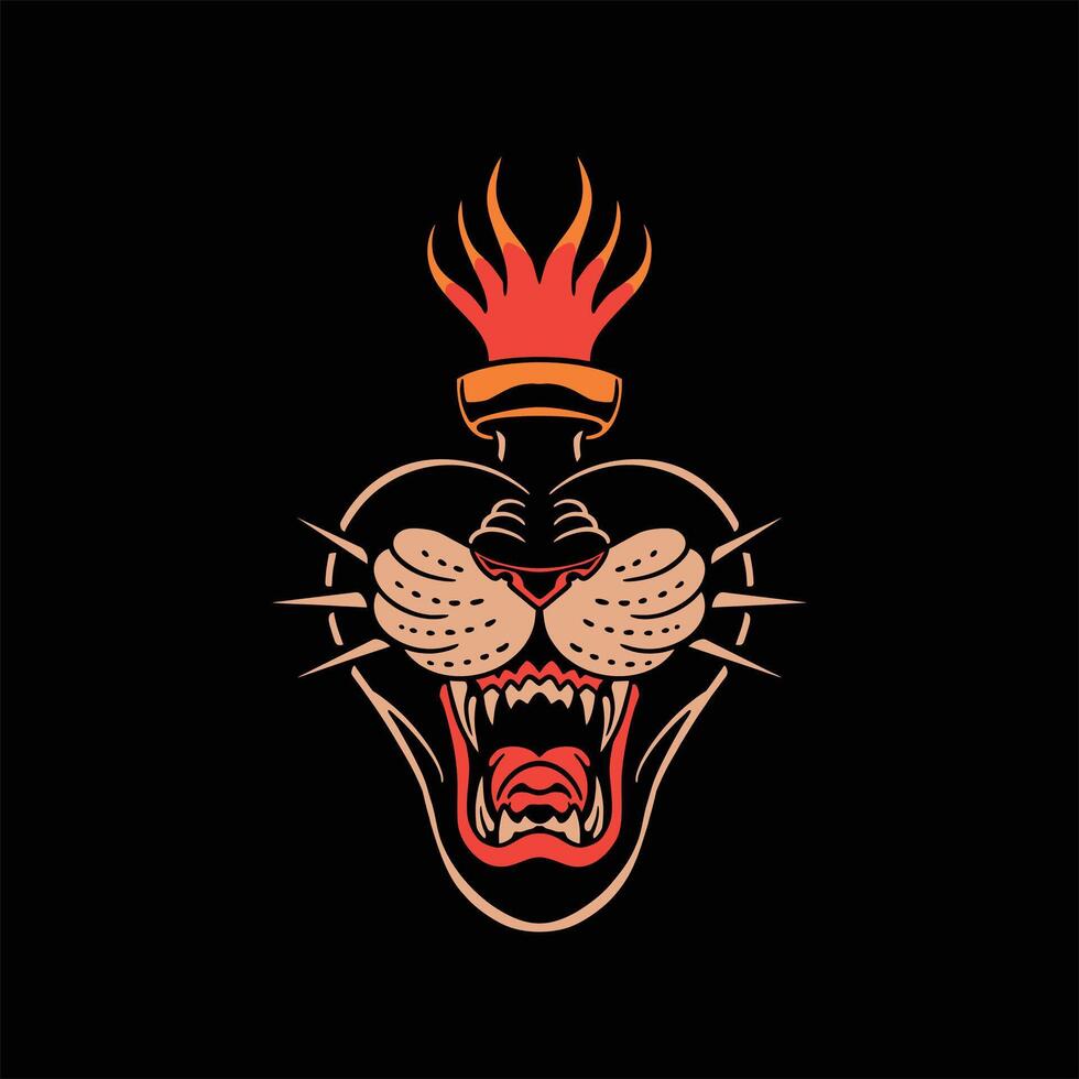 panther tattoo illustration design vector