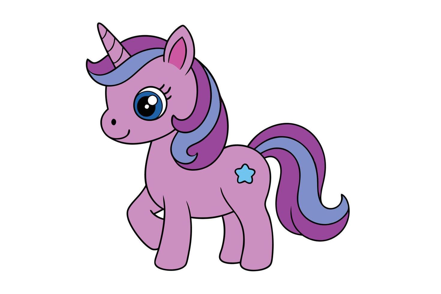 Cute Unicorn Cartoon, Clipart, vector