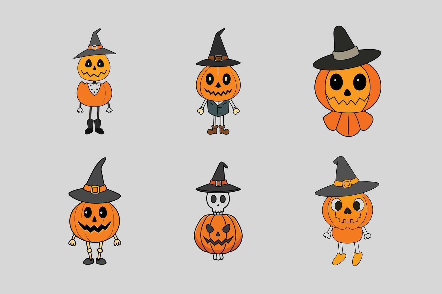 Halloween Pumpkin Funny Monster with Skeleton Body vector