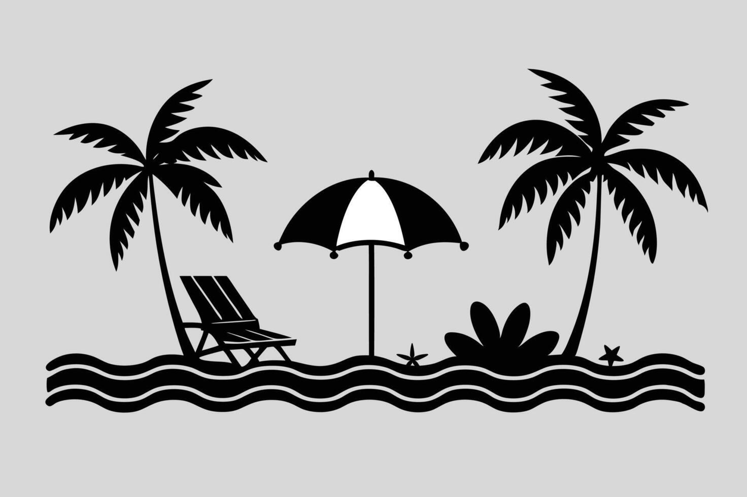 Sandy Shores Beach Landscape Silhouette Design vector