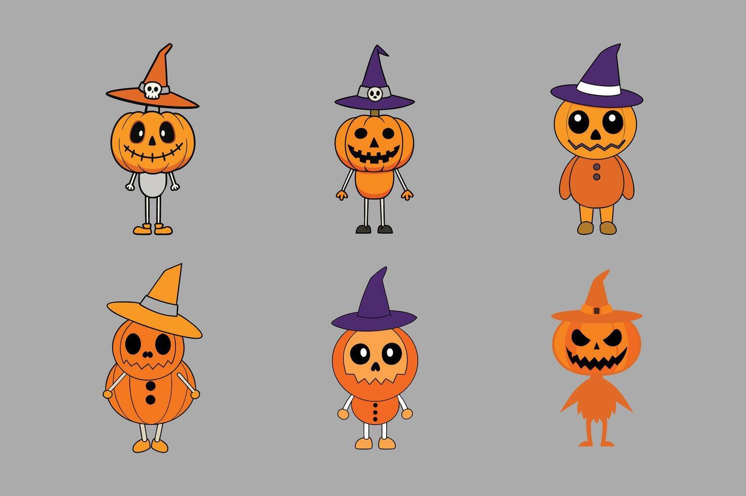 Halloween Pumpkin Funny Monster with Skeleton Body vector