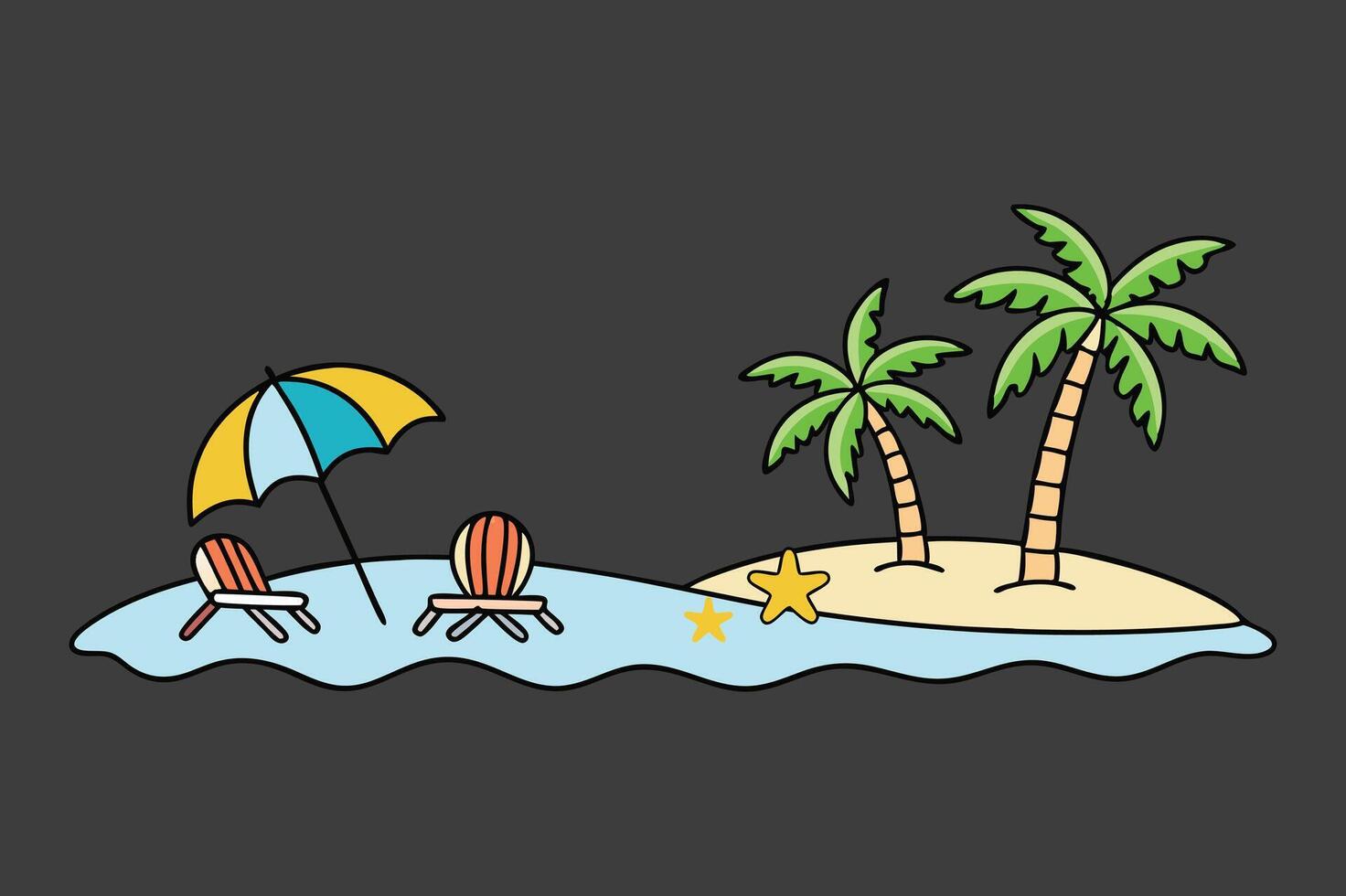 Sandy Shores Beach Landscape Silhouette Design vector