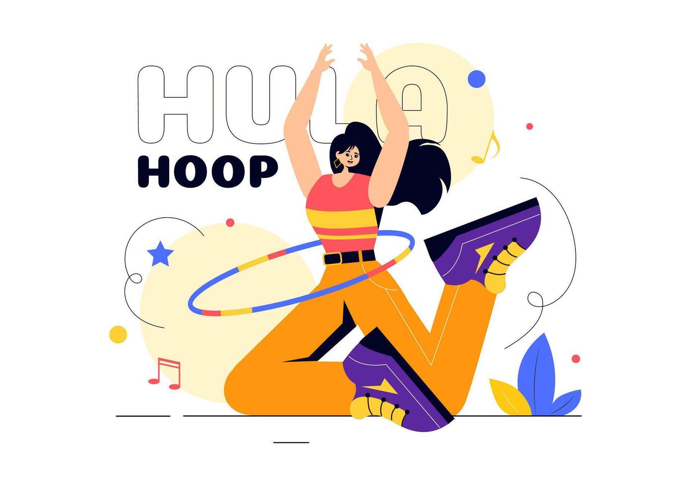 Hula Hoop Illustration with People Exercising and Playing Hula Hoops, Engaged in Fitness Training Activities in a Flat Style Cartoon Background vector