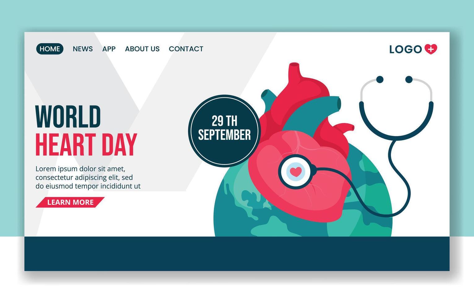 Heart Day Social Media Landing Page Cartoon Hand Drawn Templates Background Illustration vector