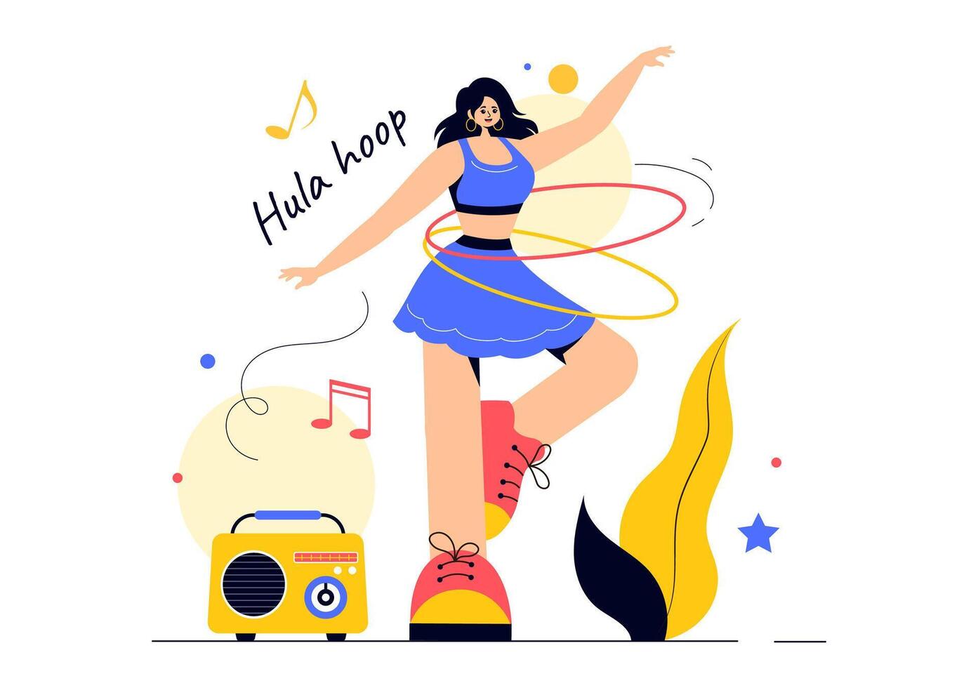 Hula Hoop Illustration with People Exercising and Playing Hula Hoops, Engaged in Fitness Training Activities in a Flat Style Cartoon Background vector