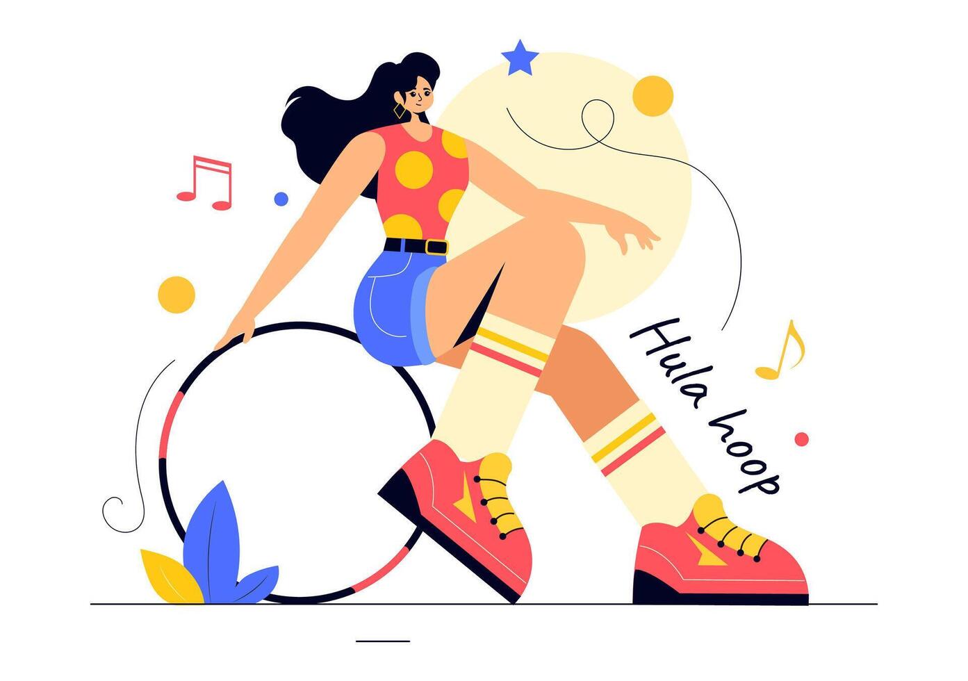 Hula Hoop Illustration with People Exercising and Playing Hula Hoops, Engaged in Fitness Training Activities in a Flat Style Cartoon Background vector