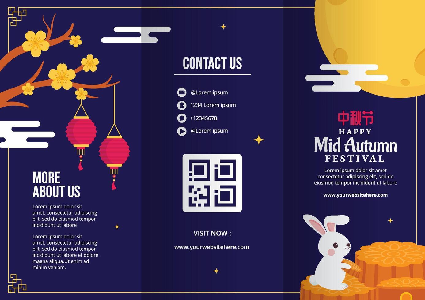 Translation Mid Autumn Festival. Brochure Cartoon Hand Drawn Templates Background Illustration vector
