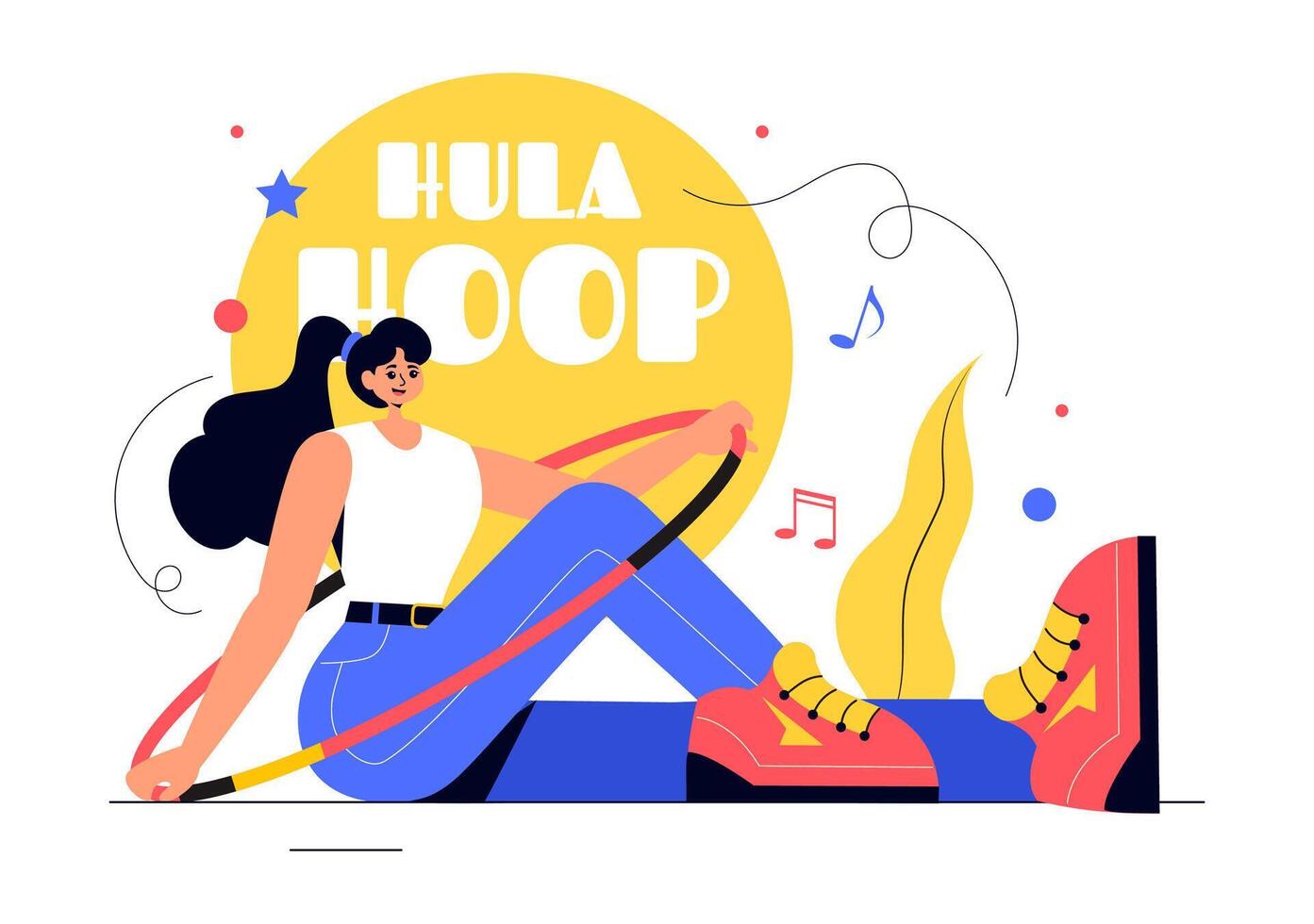 Hula Hoop Illustration with People Exercising and Playing Hula Hoops, Engaged in Fitness Training Activities in a Flat Style Cartoon Background vector