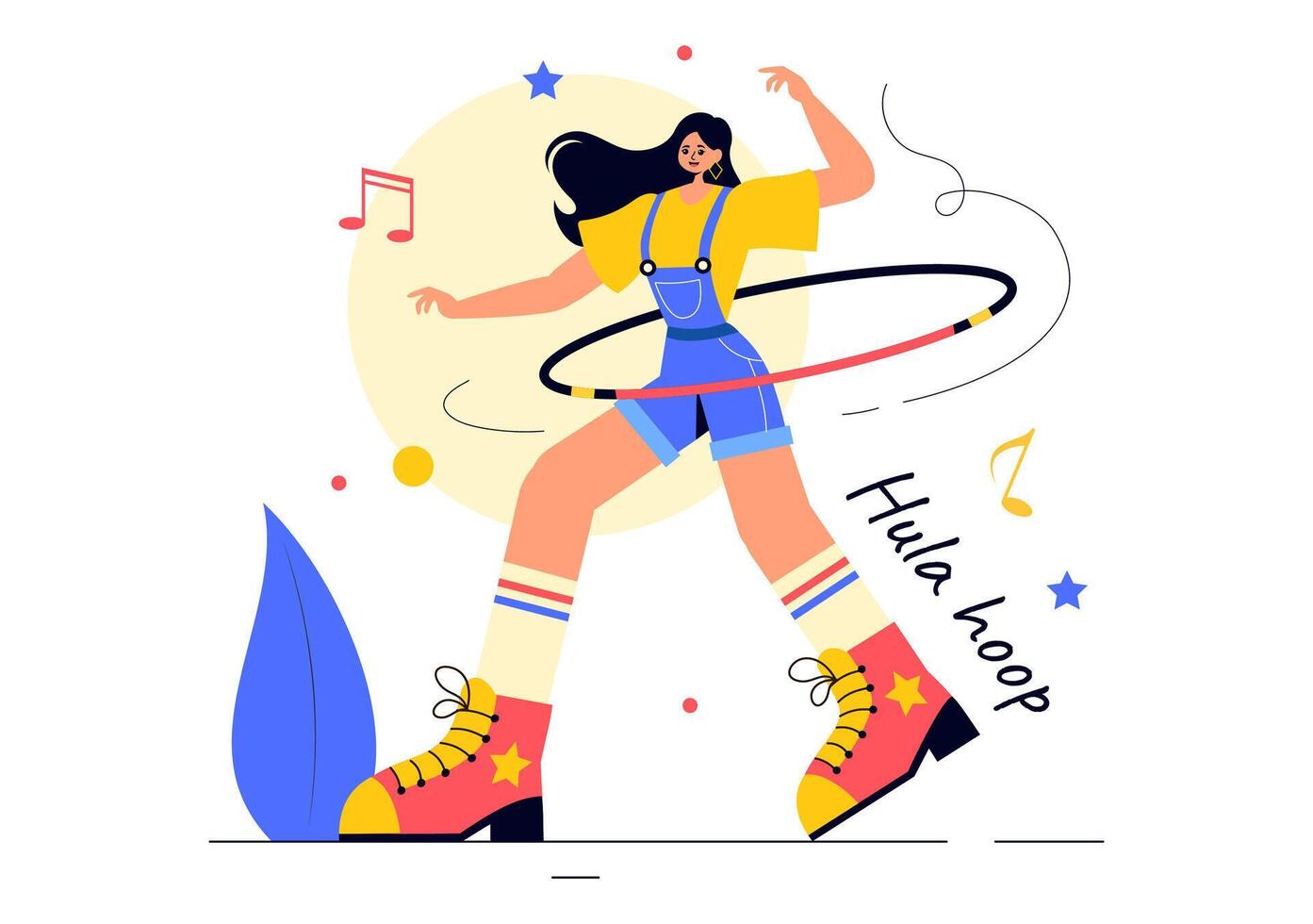 Hula Hoop Illustration with People Exercising and Playing Hula Hoops, Engaged in Fitness Training Activities in a Flat Style Cartoon Background vector