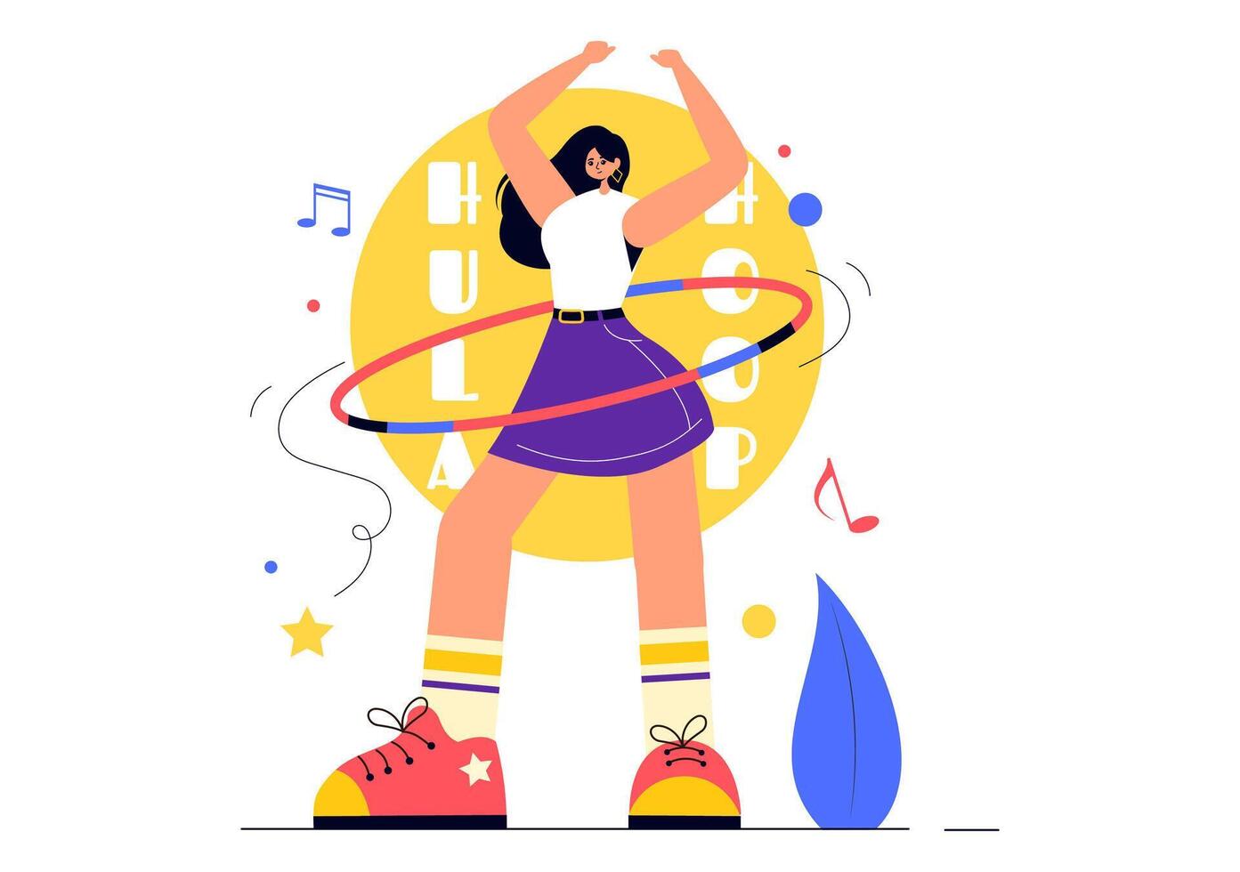 Hula Hoop Illustration with People Exercising and Playing Hula Hoops, Engaged in Fitness Training Activities in a Flat Style Cartoon Background vector
