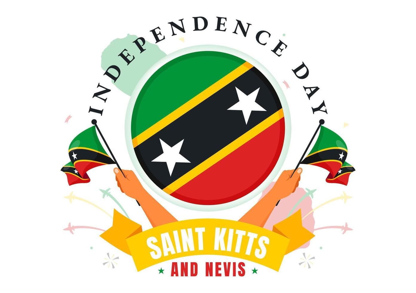Happy Independence Day Saint Kitts and Nevis illustration Celebrating September 19 with a Waving Country Flag in a Flat Cartoon Background vector